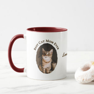 Best Cat Mum Ever Custom Funny Cute 2 Pet Photos  Mug