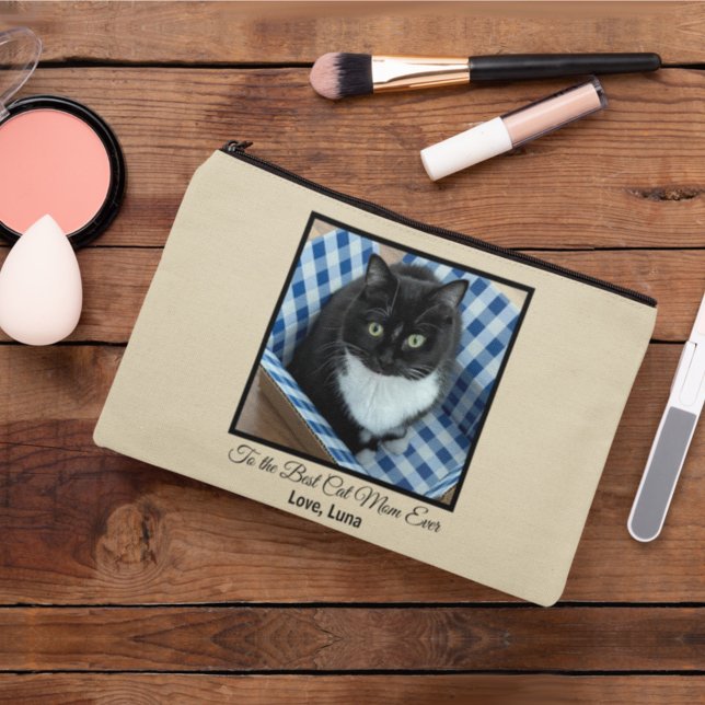 Best Cat Mum Ever Custom Photo and Text Accessory Pouch (Creator Uploaded)