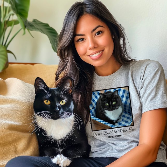 Best Cat Mum Ever Custom Photo and Text T-Shirt (Creator Uploaded)