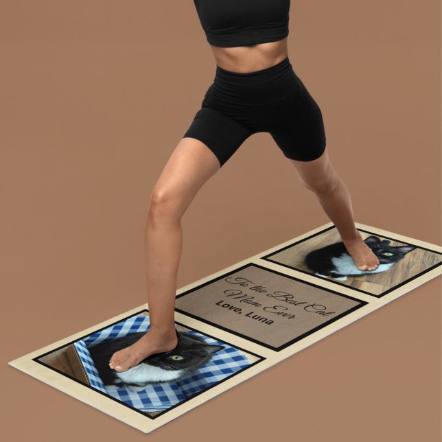 Best Cat Mum Ever Custom Photos and Text Yoga Mat (Creator Uploaded)