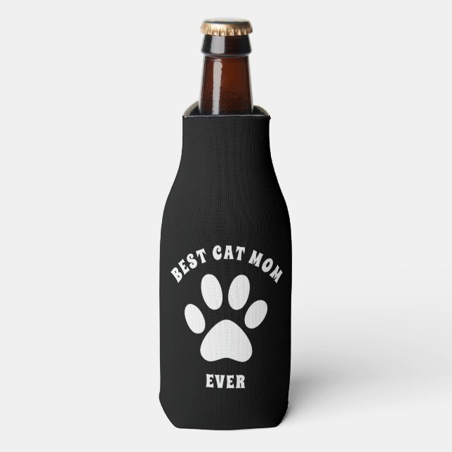 Best Cat Mum Ever Custom Text Personalised Bottle Cooler (Bottle Front)