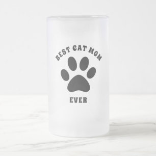 Best Cat Mum Ever Custom Text Personalised Frosted Glass Beer Mug
