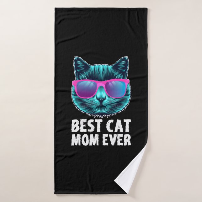 Best Cat Mum Ever Cute Funny Glasses Bath Towel (Bath Towel)