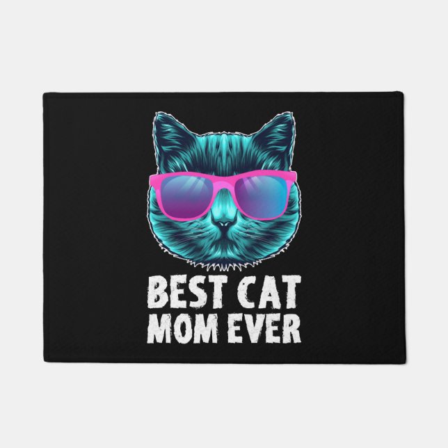 Best Cat Mum Ever Cute Funny Glasses Doormat (Front)