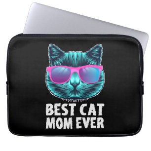 Best Cat Mum Ever Cute Funny Glasses Laptop Sleeve