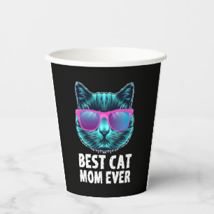 Best Cat Mum Ever Cute Funny Glasses Paper Cups