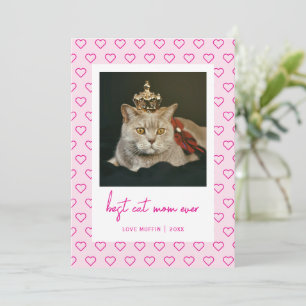 Best Cat Mum Ever Cute Hearts Photo Mothers Day Card