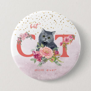 Best Cat Mum Ever Cute Kitten Happy Mother Day 7.5 Cm Round Badge
