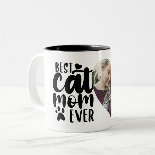 Best Cat Mum Ever Cute Photo Name Two-Tone Coffee Mug