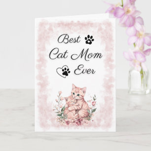 Best Cat Mum Ever Cute Watercolor Cat Lover Card