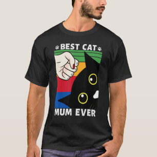 Best Cat Mum Ever Fist Bump Cat Vintage Mother's T-Shirt