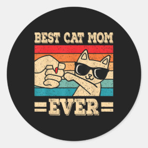 Best Cat Mum Ever Funny Cat Retro Vintage Cat Love Classic Round Sticker
