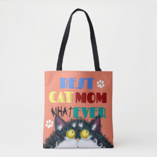 Best Cat Mum Ever grumpy cat funny text cartoon Tote Bag