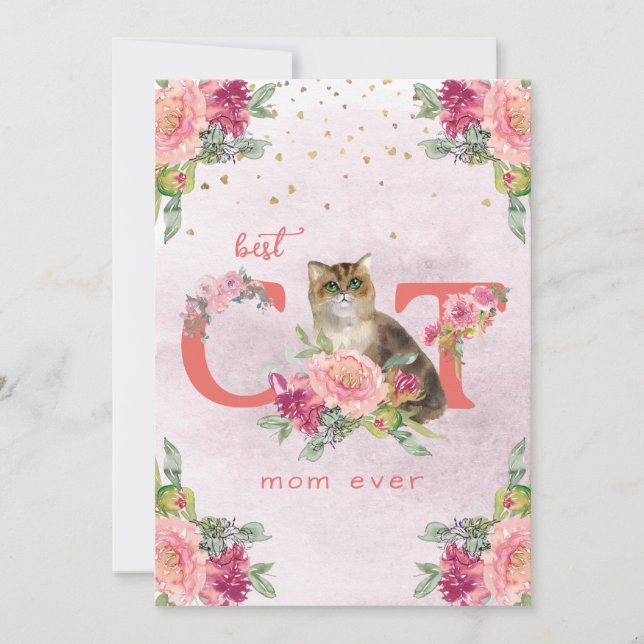 Best Cat Mum Ever Kitten Illustration Mother Day Holiday Card (Front)