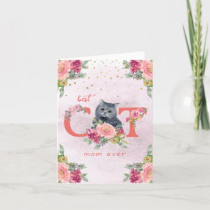 Best Cat Mum Ever Kitten Illustration Mother Day Thank You Card