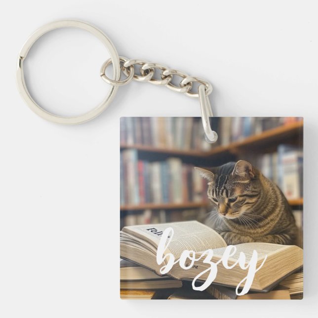 Best Cat Mum Ever Modern Custom Pet Photo Keychain (Front)