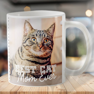 Best Cat Mum Ever Modern Custom Photo and Cat Name Coffee Mug
