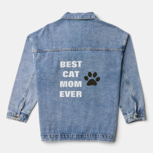 Best Cat Mum Ever Mother's Day Paw Print Denim Jacket