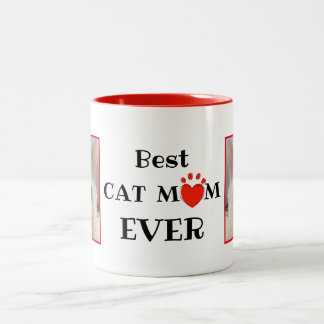 Best Cat Mum Ever Mother's Day Personalised Photo Two-Tone Coffee Mug