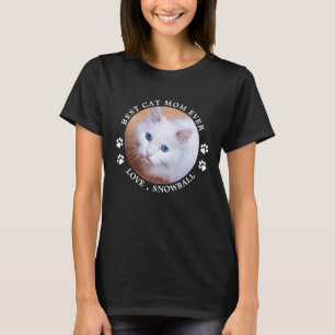Best Cat Mum Ever Paw Prints Personalise Pet Photo T-Shirt