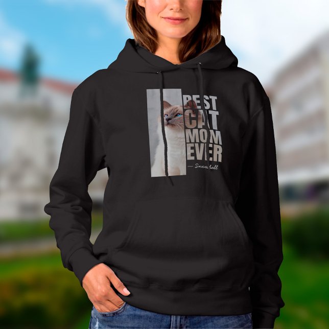 Best Cat Mum Ever Personalised Pet Photo & Name Hoodie (Best Cat Mom Ever Photo Hoodie )