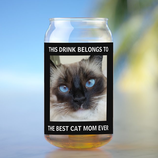 Best Cat Mum Ever Photo Black Can Glass (Creator Uploaded)
