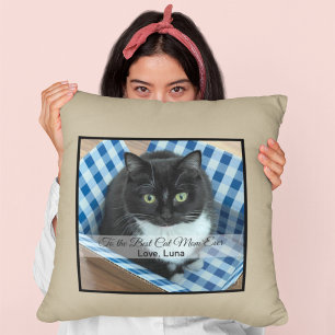 Best Cat Mum Ever Photo Throw Pillow