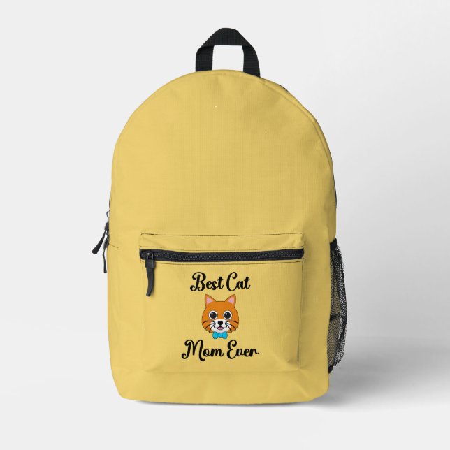 Best Cat Mum Ever Printed Backpack (Front)