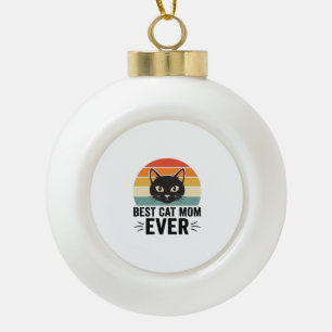 Best Cat Mum Ever Retro Cat Face Vintage Design_1 Ceramic Ball Christmas Ornament