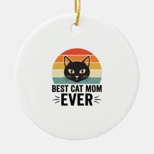 Best Cat Mum Ever Retro Cat Face Vintage Design_1 Ceramic Tree Decoration