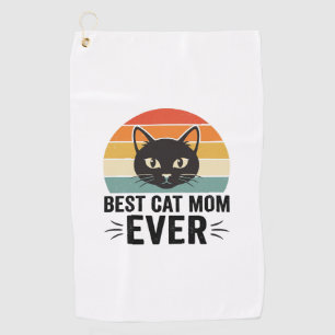 Best Cat Mum Ever Retro Cat Face Vintage Design_1 Golf Towel