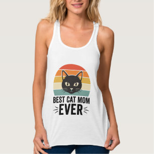 Best Cat Mum Ever Retro Cat Face Vintage Design_1 Singlet