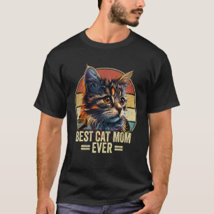 Best Cat Mum Ever Retro Vintage Pop Art Mum Cat Mo T-Shirt