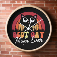 Best Cat Mum Ever Retro Vintage Rainbow Forest