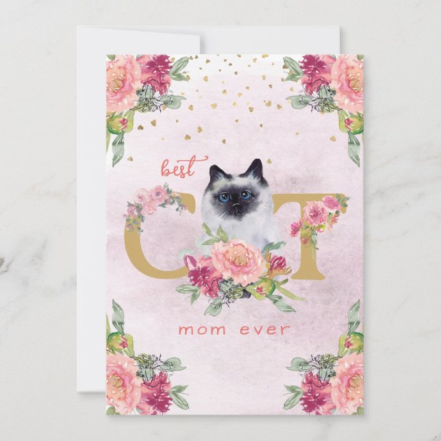 Best Cat Mum Ever Siamese Kitten Mother Day Holiday Card (Front)