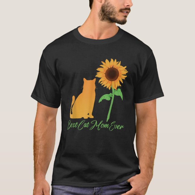 Best Cat Mum Ever Sunflower Cat Lover Mum T Shirt (Front)
