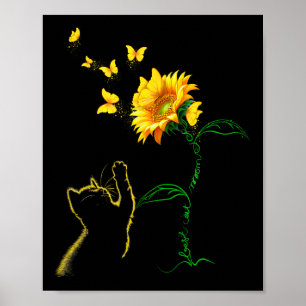 Best Cat Mum Ever Sunflower Mother's Day Gifts For Poster