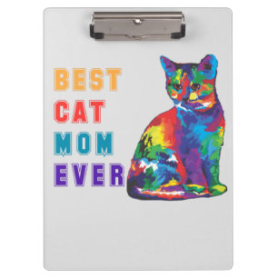 Best cat mum ever text multicolor cute cat lover clipboard