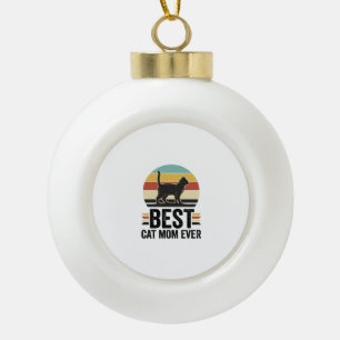 Best Cat Mum Ever Vintage Black Cat Retro Design_1 Ceramic Ball Christmas Ornament