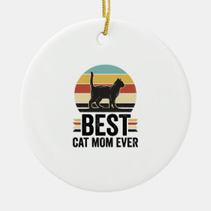 Best Cat Mum Ever Vintage Black Cat Retro Design_1 Ceramic Tree Decoration