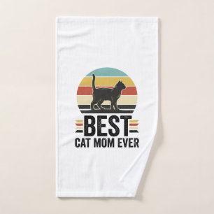 Best Cat Mum Ever Vintage Black Cat Retro Design_1 Hand Towel