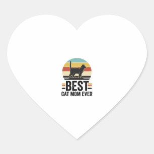 Best Cat Mum Ever Vintage Black Cat Retro Design_1 Heart Sticker
