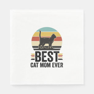 Best Cat Mum Ever Vintage Black Cat Retro Design_1 Napkin