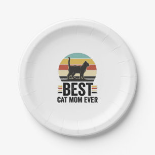 Best Cat Mum Ever Vintage Black Cat Retro Design_1 Paper Plate
