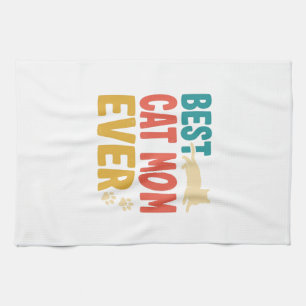 Best Cat Mum Ever Vintage Cat Lover Design_1 Tea Towel