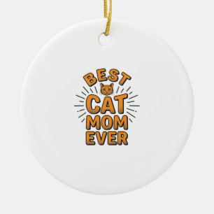 Best Cat Mum Ever Vintage Engraving Design_1 Ceramic Tree Decoration