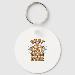 Best Cat Mum Ever Vintage Engraving Design_1 Key Ring