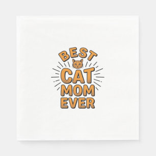 Best Cat Mum Ever Vintage Engraving Design_1 Napkin