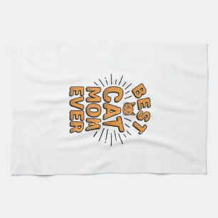 Best Cat Mum Ever Vintage Engraving Design_1 Tea Towel