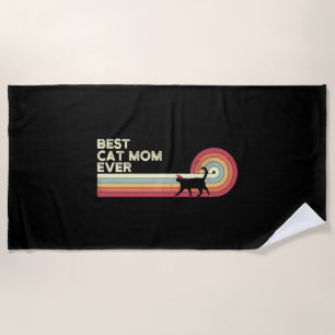 Best Cat Mum Ever Vintage Retro Beach Towel